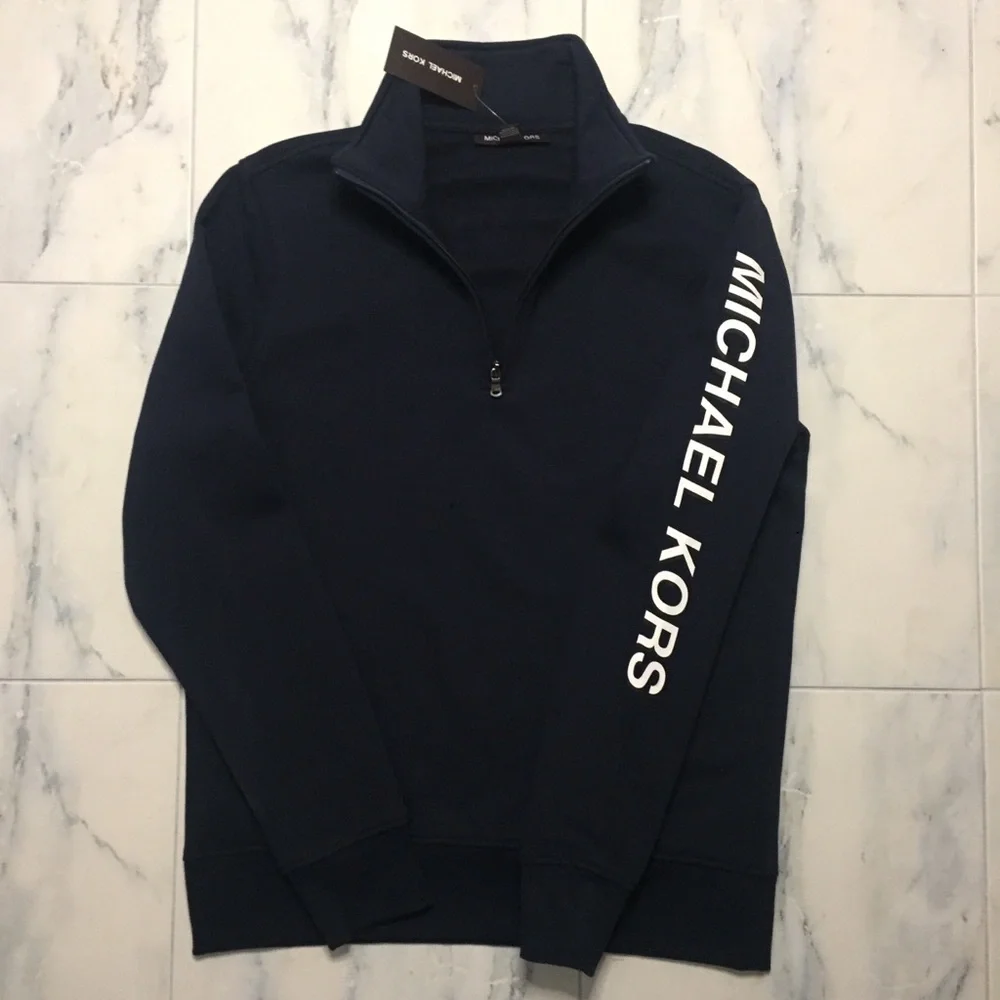 Michael Kors Midnight Turtleneck Sweatshirt Sweater 1/4 Zip Up MK NWT Logo - Picture 6 of 8